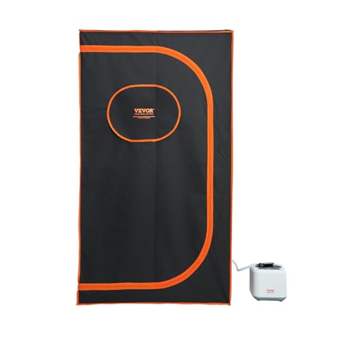 VEVOR Portable Steam Sauna Tent Full Size, 1000W Personal Sauna Kit for Home Spa, Detoxify & Soothing Heated Body Therapy, Time & Temperature Remote Control with Floor Mat