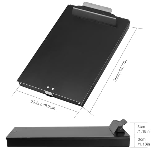 ZCZN Aluminum Clipboard with Storage, 2 Pack Recycled Metal Clipboard Box, Form Holder, Suitable for School, Office, Jobsite or Medical Staff, 9.25 x 13.78 Inches, Black