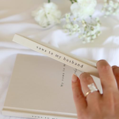 Wedding Vow Books His and Hers - 2 Pack Personalized His & Hers Book - Linen Hardcover Bride and Groom Notebook for Ceremony Vows - Bookmark & Lined Pages - Renewal & Wedding Must Haves
