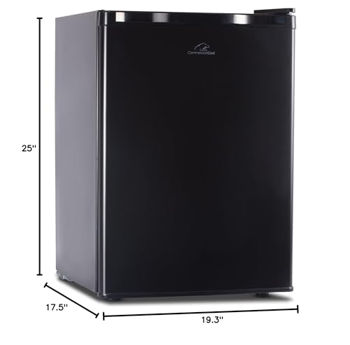 Commercial Cool CCR26B Compact Single Door Refrigerator and Freezer, 2.6 Cu. Ft. Mini Fridge, Black