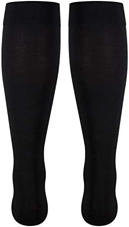NuVein Medical Compression Stockings, 20-30 mmHg Support for Women & Men, Knee Length, Open Toe, Black, Large