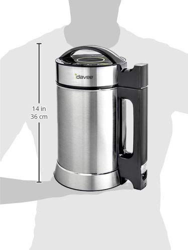 Idavee Brand - IAE15-1.9 Liter Automatic Hot Soy Milk (Almond, Rice, Quinoa Milk) Soup, Porridge & Cold Juice Maker - 2 Layer Stainless Steel - Recipe Booklet