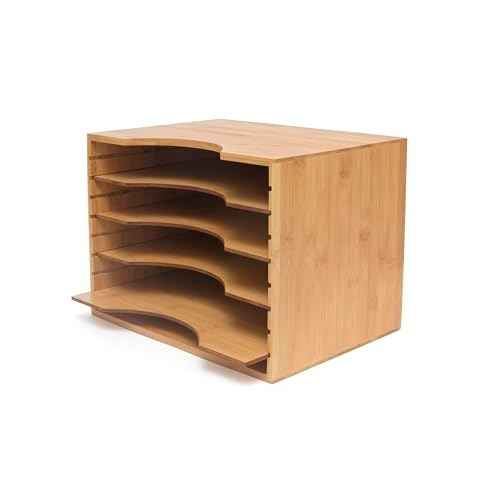 Lipper International 811 Bamboo Wood File Organizer with 4 Dividers, 12 3/4" x 9 1/4" x 9 1/2"