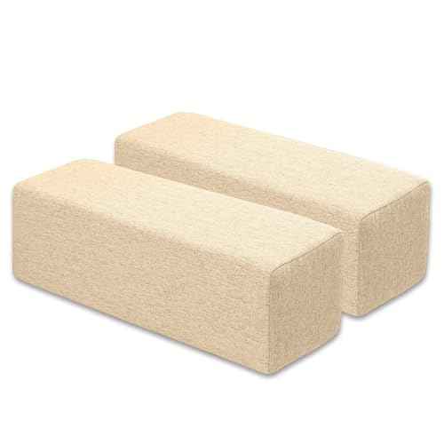 Couch Arm Rest Pillow, Linen Armrest Cushion, High Density Foam Armrest Cushion, Removable & Washable Rectangular Headboard Elbow Support for Armchair Sofa Bed,Beige-2pcs,7.9x7.9x19.7