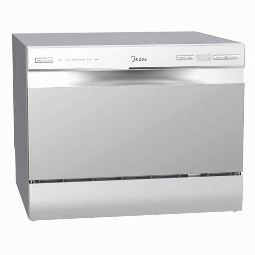 Midea MDC22P2ASS Countertop Dishwasher, 6 Place Settings & 6+2 Washing Cycles Portable Dishwashers, Energy Star Dish Washer for Dorm, RV & Apartment, Silver