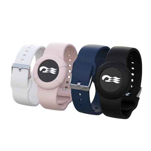 4 Pack Princess Cruise Medallion Holders for Kids and Adults, Silicone Wristbands for Carnival Ocean Medallion - 2 Sizes (S/M and M/L) in One Pack, Black and Dark Blue (M/L), Pink and White (S/M)