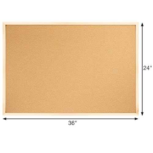 OWLKELA 24'' x 36'' Cork Board Bulletin Board, Wooden Framed Corkboard, Wood Oak Frame Corkboard, Vision Board and Decorative Hanging Pin Board