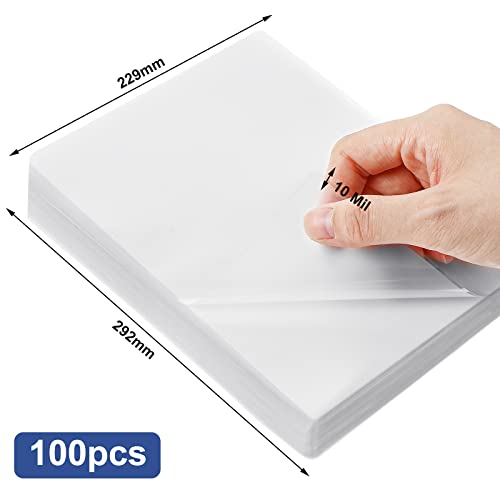 100 Pack Thermal Laminating Pouches 10 Mil Clear Laminating Sheets Plastic Laminating Paper Hot Glossy Laminator Pouches Office Laminating Supplies for Letter Photo Card ID Badge, 9 x 11.5 Inches