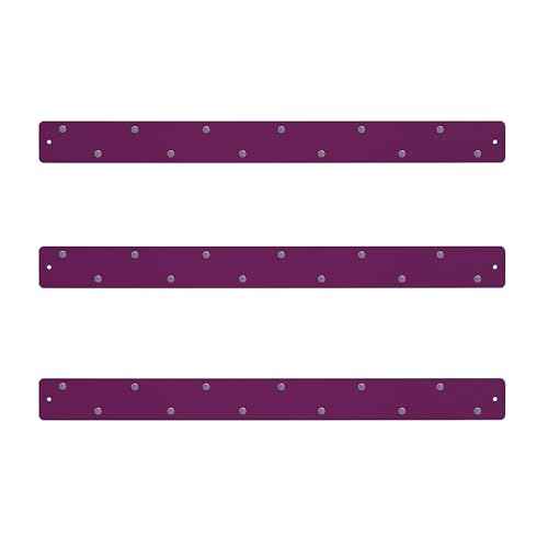Three by Three Seattle 28 x 2.5 Inch Metal Strip Frameless Magnetic Bulletin Board (3 Pack) with 36 Magnets for Memos, Photos, Lists, and More in Office, Home, or School D?cor (Plum)