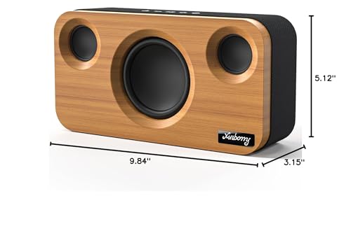 Xinborry Bluetooth Speaker with Deep Bass, 40W(Peak) Wireless Portable Speaker with AUX, TF Card, Stereo Sound Wood Home Audio Sync up to 100 Bluetooth 5.3 Speakers for Home Party, Outdoor Camping