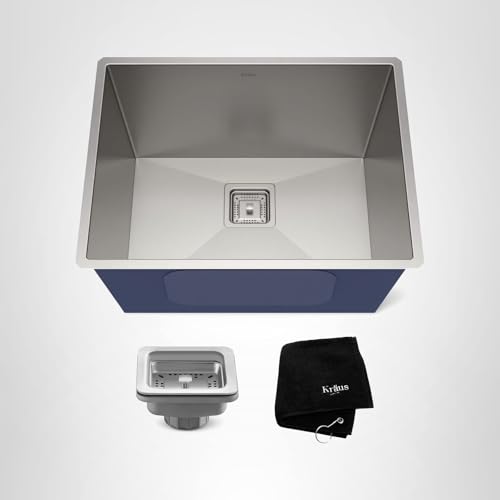 KRAUS Pax 24-inch 18 Gauge Undermount Single Bowl Stainless Steel Laundry and Utility Sink, KHU24L