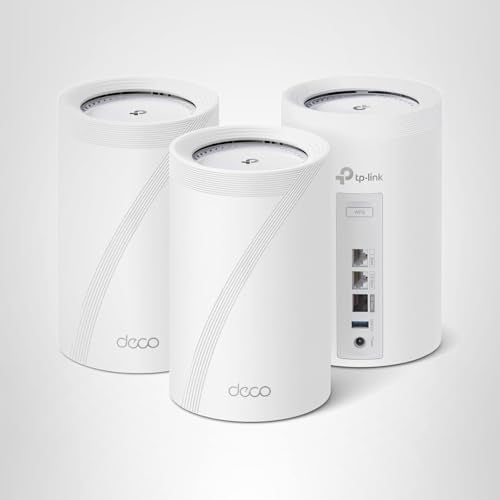 TP-Link Deco 7 Pro BE14000 Tri-Band Wi-Fi 7 Whole Home Mesh System | 8-Stream 14 Gbps | 10 Gbps WAN/LAN Port | Up to 8100 Sq.ft, 200 Devices Capacity | 320 MHz, HomeShield, AI-Roaming (BE67 3-Pack)