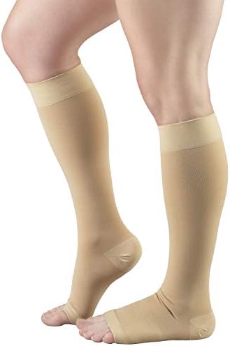 Truform Short Length 30-40 mmHg Compression Stockings for Men and Women, Reduced Length, Open Toe, Beige, X-Large