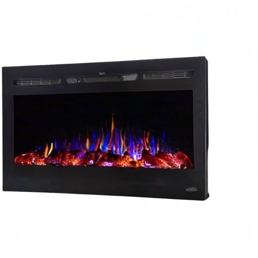 Touchstone Smart Electric Fireplace-The Sideline 36" Wide-in Wall Recessed - 30 Realistic Ember Color/Flame Options - 1,500W Heater w/Thermostat - Log & Crystal Hearth Options - Alexa/WiFi Enabled