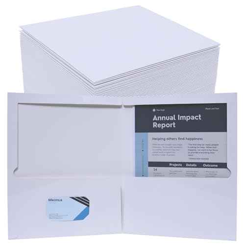 Two-Pocket Folders White Glossy Laminated Paper Folder, Letter Size Folders with Pockets, Holds 100 Sheets, Box of 95