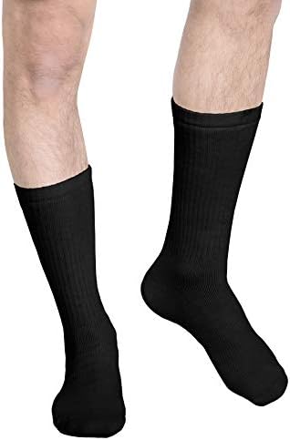 Truform Compression Socks, 15-20 mmHg, Men's Crew Length Mid-Calf Cushion Foot Socks, Black, Large
