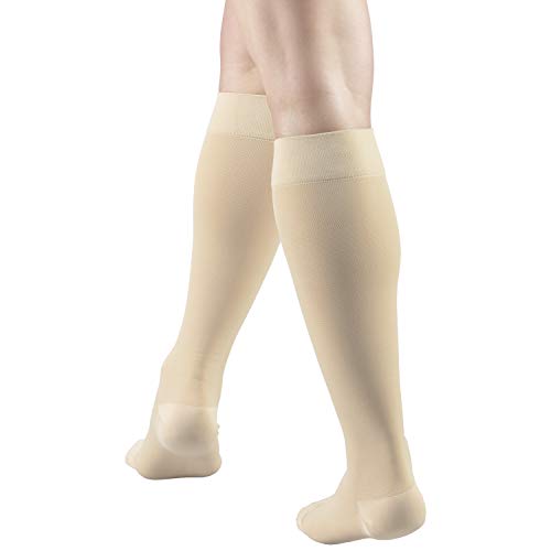 Truform 20-30 mmHg Medical Compression Stockings, Aloe Infused Microfiber, Knee High, Closed Toe, Beige, 2X-Large