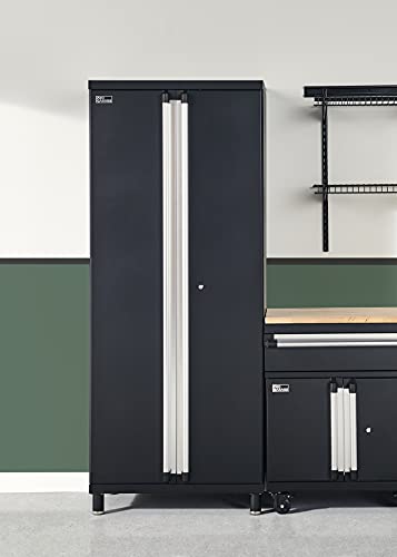 ClosetMaid ProGarage Tall Cabinet with Two Doors, Lock and Adjustable Shelves, for Garage Storage, Heavy Duty Steel, Black
