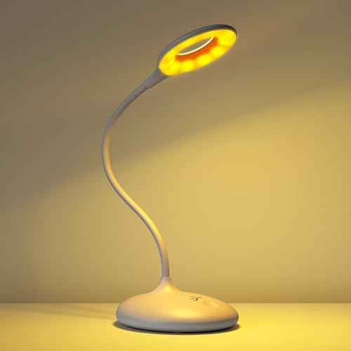 LED Desk Lamp with 3 Color Modes, Touch Control 30 LEDs Table Lamp, Stepless Dimming Reading Light,360Â¡Ã Flexible, Rechargeable Portable Eye-Caring Sleep Aid for Dorm Study Office Bedroom, White