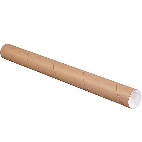 AVIDITI Mailing Tubes with Caps, 2"L x 6"W, 50-Pack | Cardboard Tube Mailer for Poster Box, Blueprint, Teachers, Artwork, Long Art Holder 2x6