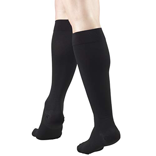 Truform 20-30 mmHg Medical Compression Stockings, Aloe Infused Microfiber, Knee High, Closed Toe, Black, 2X-Large