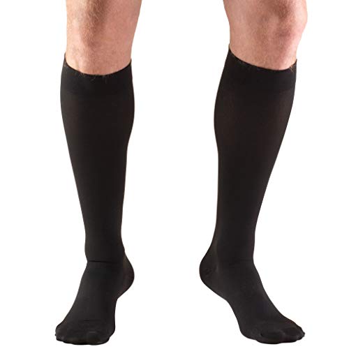Truform 20-30 mmHg Medical Compression Stockings, Aloe Infused Microfiber, Knee High, Closed Toe, Black, 2X-Large