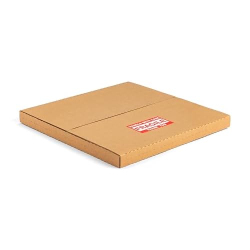 12" Vinyl Record Mailers, 12.8"L x 12.8"W x 1"D LP Albums Corrugated Shipping Boxes with Fragile Stickers, Multi-Depth Easy-Fold, Brown, 25 Pack