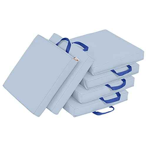 ECR4Kids SoftZone Floor Cushions, Square, Flexible Seating, Powder Blue, 6-Piece