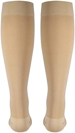 NuVein Medical Compression Stockings, 20-30 mmHg Support for Women & Men, Knee Length, Open Toe, Beige, Large