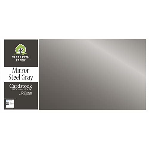 Clear Path Paper - Mirror Gray Cardstock - 12 x 24 inch - .012" Thick - 10 Sheets