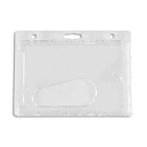 Clear Horizontal Hard Plastic Badge Holder - Credit Card Size - 50 Pack
