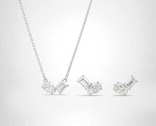 Swarovski Mesmera set, Pear cut, Octagon cut, White, Rose gold-tone finish