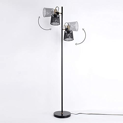Newrays 2-Way Industrial Retro Iron Metal Mesh Floor Lamps with Adjustable Switch Plug-in for Living Room Bedroom Office