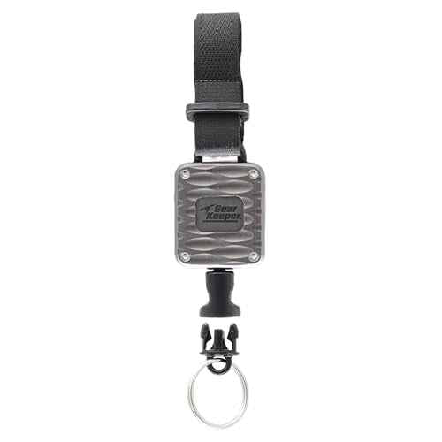 Gear Keeper Aluminum Micro Handcuff Key Retractor - ID Badge, Handcuff & Retractable Key Ring W/ Hook & Loop Strap - Ideal Police, Security, Correctional Officer Accessories - USA Made (Gray)