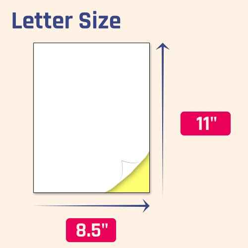 40 Sheets - Sticker Paper for Printer, Printable White Labels for Inkjet and Laser Printing - 8.5" x 11"