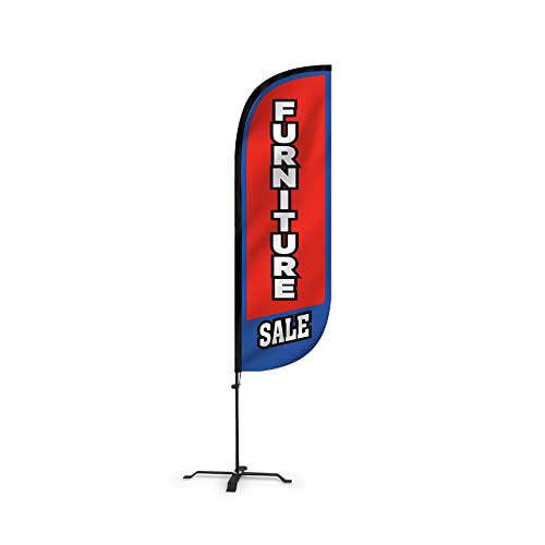LookOurWay Feather Flag Furniture Themed Complete Set with Poles and X-Stand Base, 5-Feet