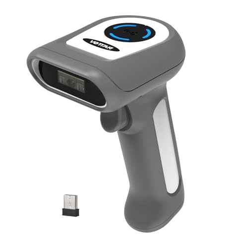 VOTTAN 1D Wireless Barcode Scanner, 5000mAh Battery 36H Continuous Scanning, CCD Sensor Industrial Drop Resistant Handheld Barcode Scanner Gun