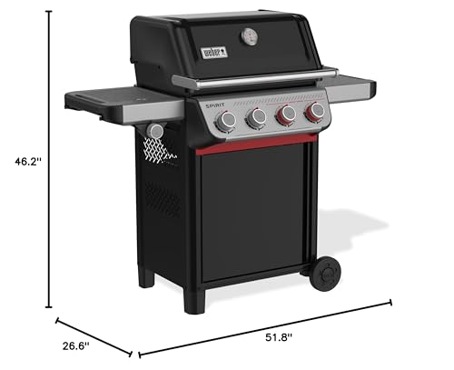 Weber Spirit E-435 Liquid Propane Gas Grill for Outdoor Cooking, 4 Burners and 1 Side Burner, Black – Porcelain-Enameled Cast-Iron Grates, 2 Boost Burners, Sear Zone
