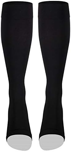 NuVein Medical Compression Stockings, 20-30 mmHg Support for Women & Men, Knee Length, Open Toe, Black, 2X-Large