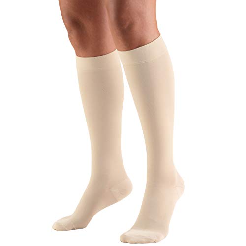 Truform 20-30 mmHg Medical Compression Stockings, Aloe Infused Microfiber, Knee High, Closed Toe, Beige, 2X-Large