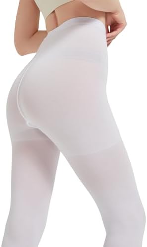 MGANG Medical Compression Pantyhose for Women & Men, 20-30mmHg Graduated Compression Support Tights, Open Toe, Opaque Waist High Compression Stockings for Edema, Varicose Veins, Flight, DVT, White XXL