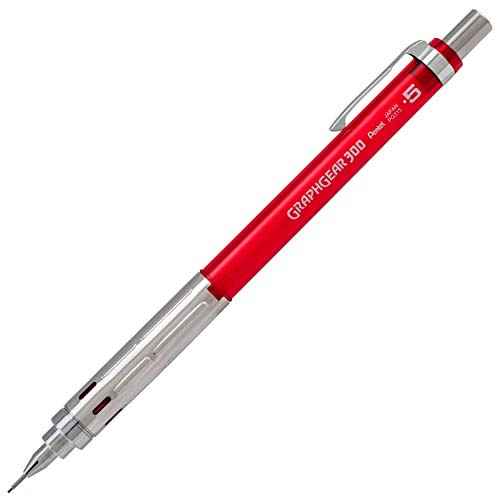 Pentel GraphGear 300 Mechanical Pencil, Box of 12 Pencils, red, 0.5mm