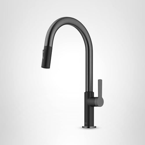 KRAUS Oletto High-Arc Single Handle Pull-Down Kitchen Sink Faucets in Spot Free Black Stainless Steel, Kitchen Faucets with Pull Down Sprayer, KPF-2820MBSFSB