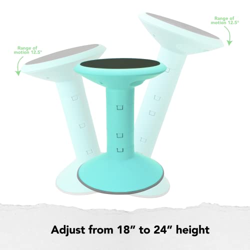 Storex Active Tilt Stool ? Ergonomic Seating for Flexible Office Space and Standing Desks, Adjustable 12-24 Inch Height, Teal (00325A01C)