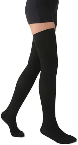 MGANG Medical 15-20 mmHg Compression Stockings for Women & Men, Pair, Thigh High Graduated Compression Socks, Closed Toe, Opaque, Support for Varicose Veins, Edema, DVT, Swelling, Flight, Black 3XL