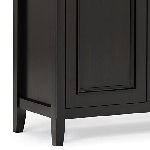 SIMPLIHOME Amherst Storage Cabinet - 66 inch Wide Solid Wood 4-Shelf Sideboard Cabinet in Hickory Brown, Transitional Buffet for Living Room or Dining Room with 4 Doors and Adjustable Shelves