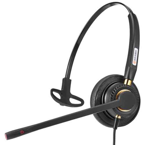 Arama Corded Telephone Headset Mono w/Noise Canceling Mic Compatible with ShoreTel Plantronics Polycom Zultys Toshiba NEC Aspire Dterm Nortel Norstar Meridian Packet8 Landline Deskphones(A800S2)