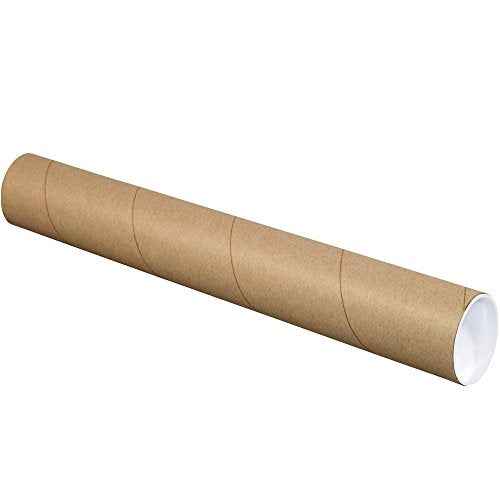 Partners Brand PP3018K Mailing Tubes with Caps, 3" x 18", Kraft (Pack of 24)
