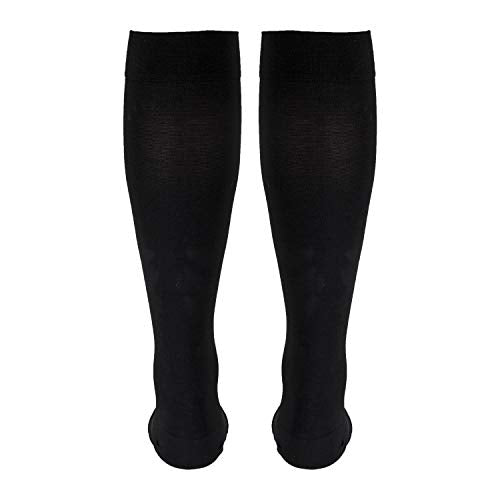 Truform 20-30 mmHg Compression Microfiber Stockings for Men and Women, Knee High Length, Open Toe, Black, Large