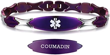 LinnaLove 7 1/2 inch Medical Alert Bracelets for women Stainless Steel Fashion Medical Bracelets Personalized Engraving